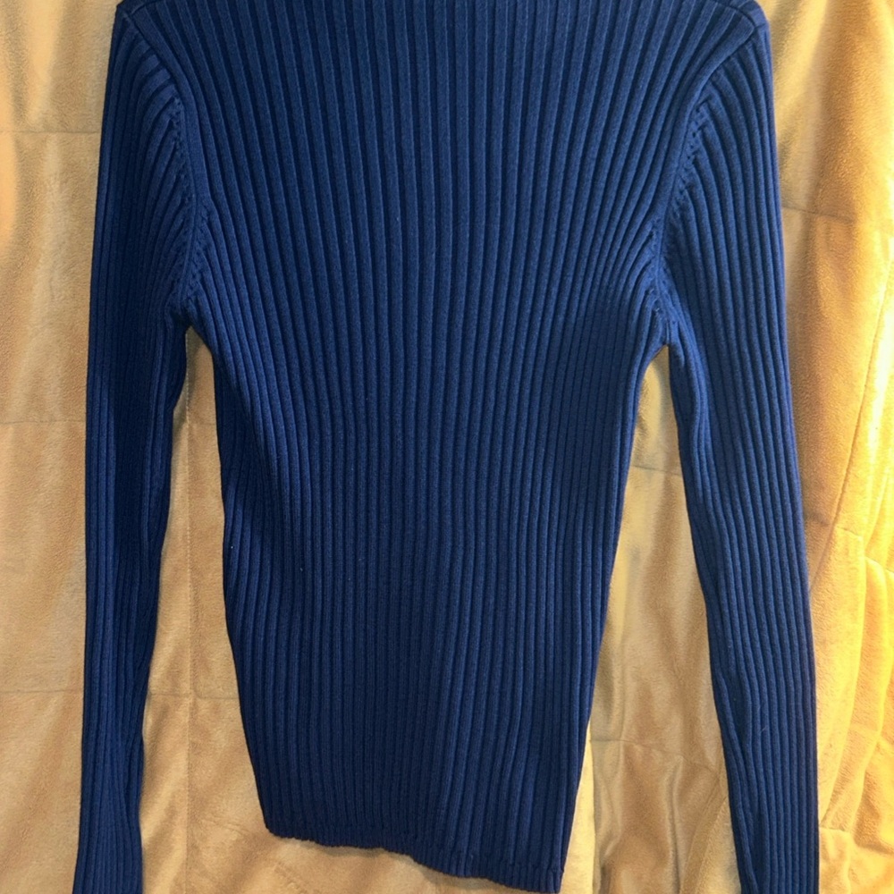 Large Blue Ribbed UK Zip-Up Cardigan - Picture 7 of 14
